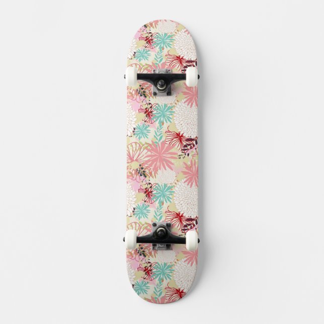 Skateboard Arrière - plan floral 4 (Recto)