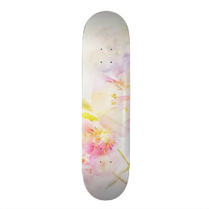 Skateboard arrière - plan floral avec des fleurs d'aquarelle
