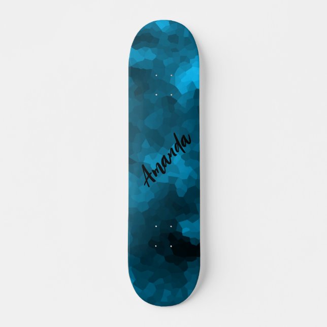 Skateboard Arrière - plan polygonal abstrait bleu (Devant)