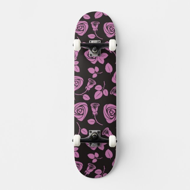 Skateboard Arrière - plan rose floral (Recto)