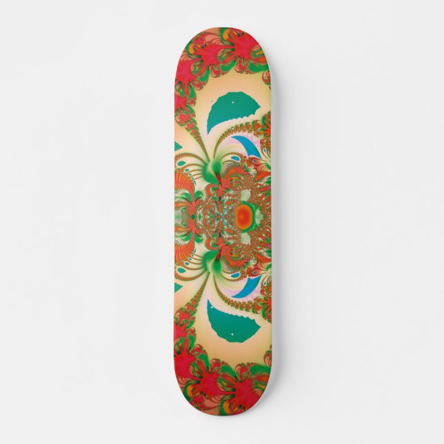 Skateboard Art abstrait fractal de hibou rouge (Devant)