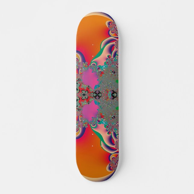 Skateboard Art abstrait fractal de méditation rouge (Devant)