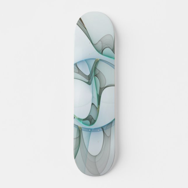 Skateboard Art Abstrait moderne Fractal Bleu Turquoise Gris (Devant)