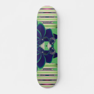 Skateboard Art botanique fractal du lotus sarcelle foncé