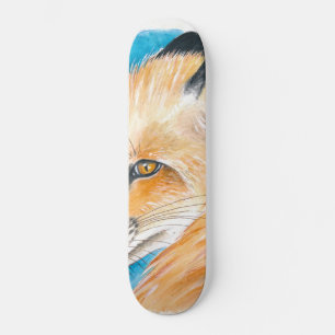 Skateboard Art d'aquarelle renard rouge mignon