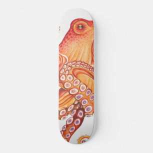 Skateboard Art d'aquarelle rouge orangé