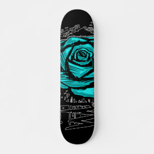 Skateboard Art de graffiti de rose robuste sarcelle • Style d