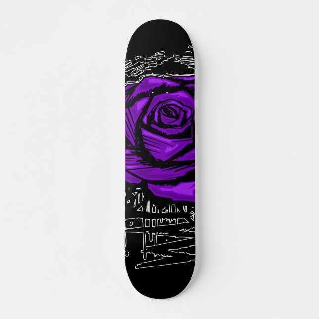 Skateboard Art de graffiti de rose robuste violet • Rue urbai (Devant)