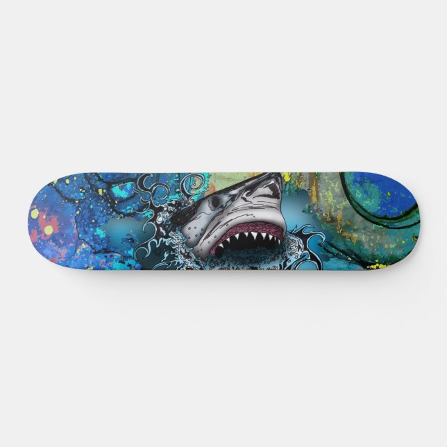 Skateboard Art de marbre abstrait requin océan Splash (Horz)
