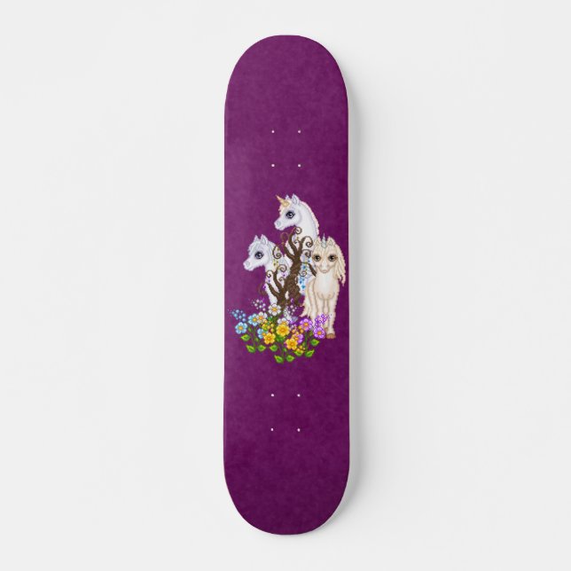 Skateboard Art de pixel d'amis de licorne (Devant)