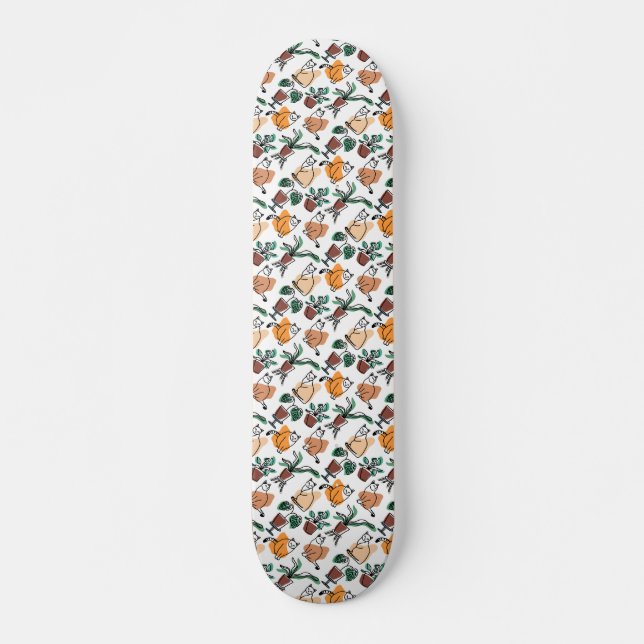 Skateboard Art de trait dessin chats et fleurs (Devant)