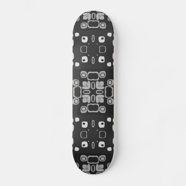 Skateboard Art Déco Gris Floral Retro Abstrait (Recto)