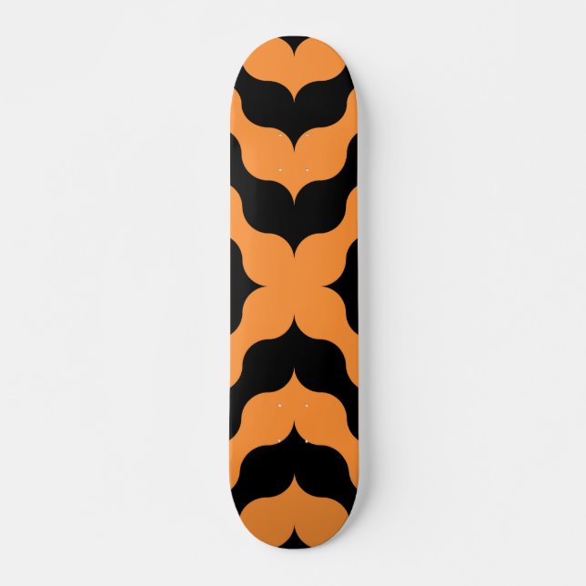 Skateboard Art Déco Noir, Orange Retro Art Abstrait (Devant)