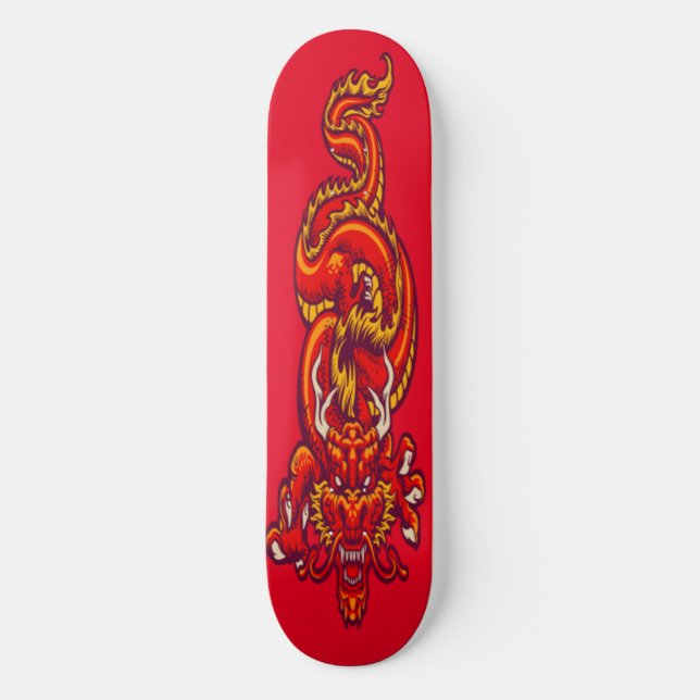 Skateboard art du dragon rouge (Recto)