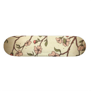 Skateboard Art en fleurs de cerisier de style vintage