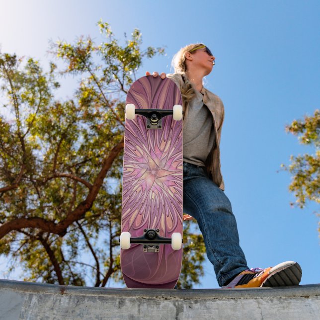 Skateboard Art floral fractal moderne abstrait couleurs de ba (Extérieur 1)