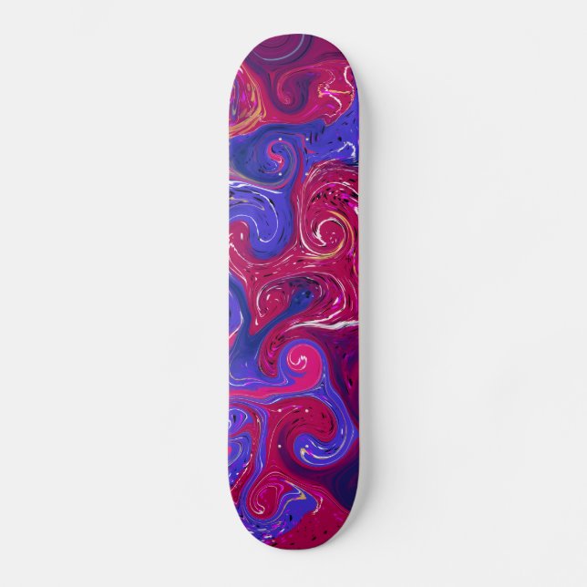 Skateboard Art fluide en marbre rose, magenta, violet (Recto)
