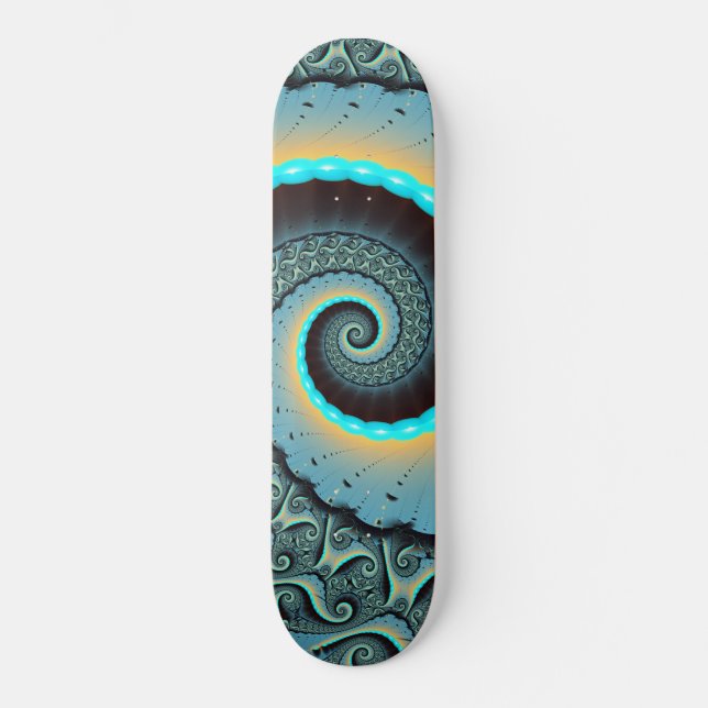 Skateboard Art fractal abstrait bleu turquoise orange (Recto)