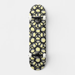 Skateboard Art géométrique en dentelle noire sur Jaune