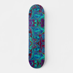Skateboard Art Groovy Abstrait Rétro en Bleu et Rouge