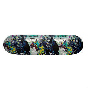 Skateboard art historique joutant de chevaux de chevaliers