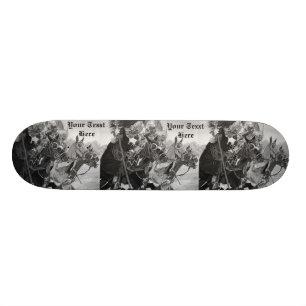 Skateboard art historique joutant de chevaux de chevaliers