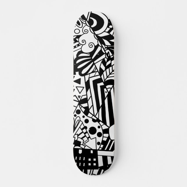 Skateboard Art noir et blanc motif abstrait (Devant)