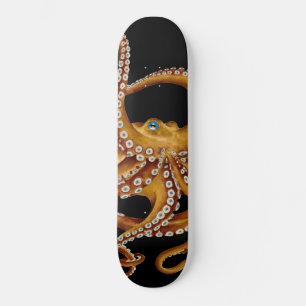 Skateboard Art noir octopus bleu oeil Brown