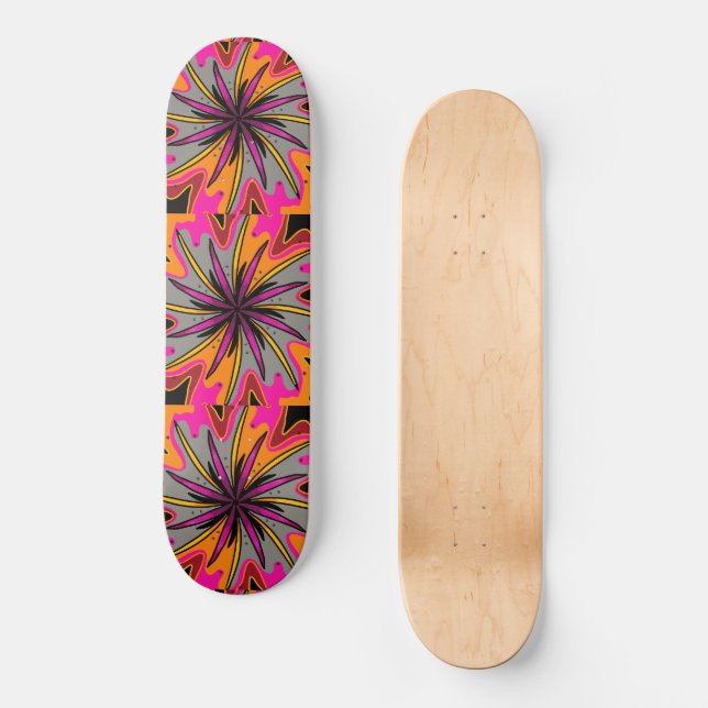 Skateboard Art orange rose Starburst abstrait (Recto)