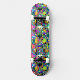 Skateboard art original coloré d'arc-en-ciel des années 90