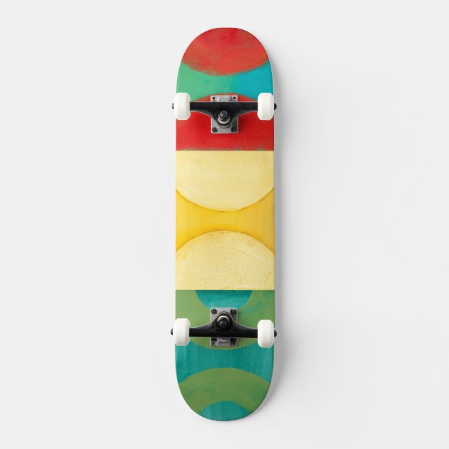 Skateboard Art Pop brillant avec cercles et Carré (Recto)