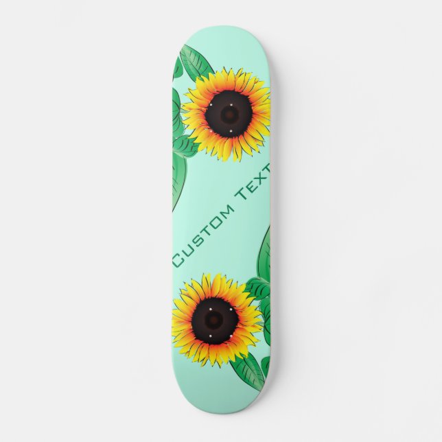 Skateboard Art Sunflower - Ajouter Votre Texte / Nom - (Recto)