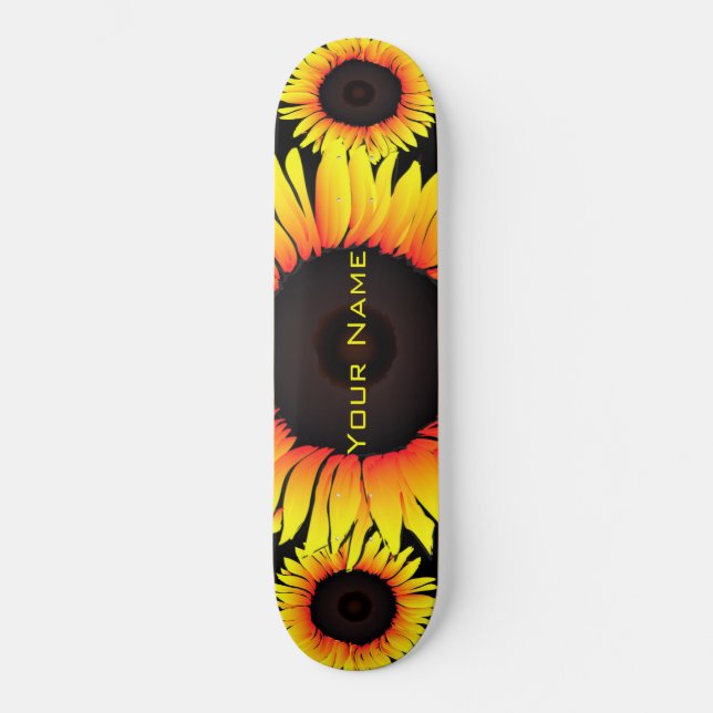 Skateboard Art Sunflowers - Ajouter Votre Nom / Texte / Numér (Recto)