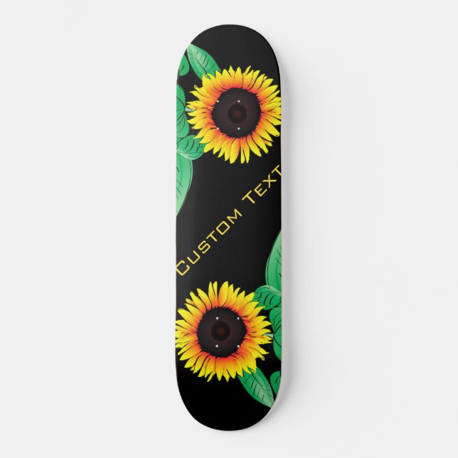 Skateboard Art Sunflowers - Ajouter votre texte / nom (Recto)