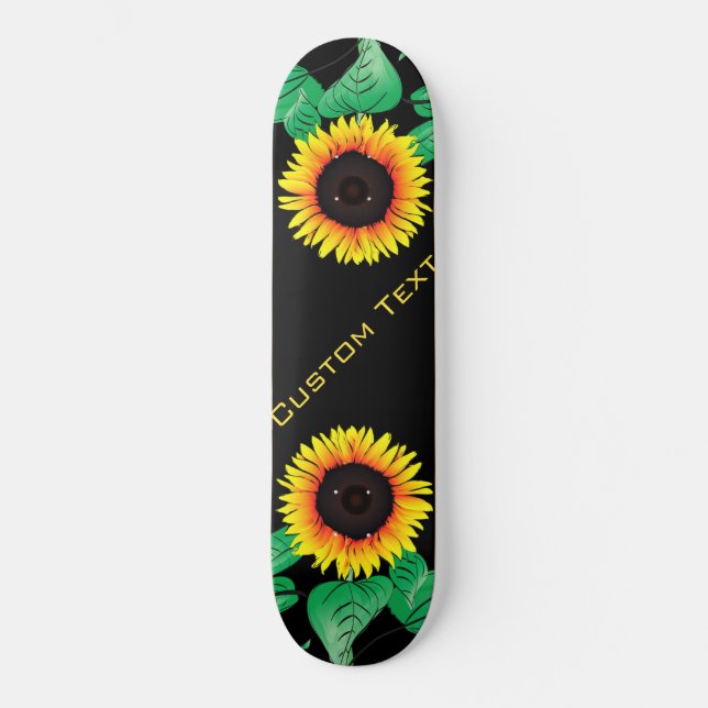 Skateboard Art Sunflowers - Ajouter votre texte / nom (Recto)