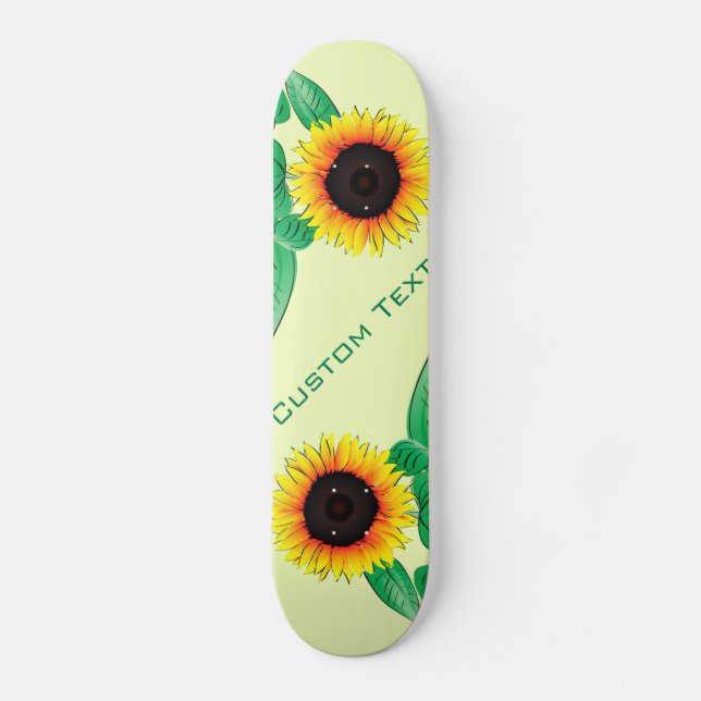 Skateboard Art Sunflowers - Ajouter Votre Texte / Nom (Recto)
