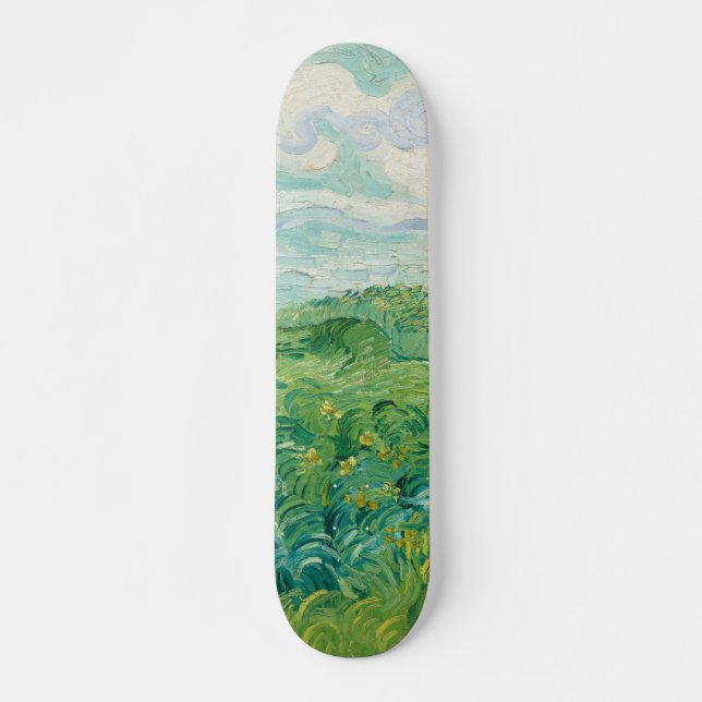 Skateboard Art vert Van Gogh de paysage de champs de blé (Devant)