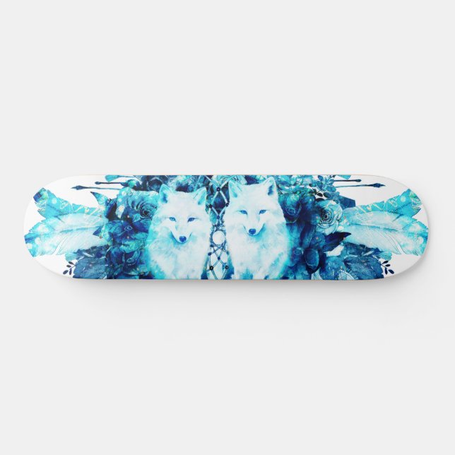 Skateboard Artic Fox Dreamcatcher Ice Blue Floral (Horz)