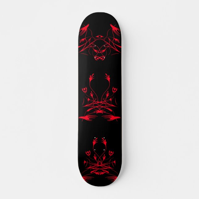 Skateboard artisanal - Noir & Rouge (Devant)