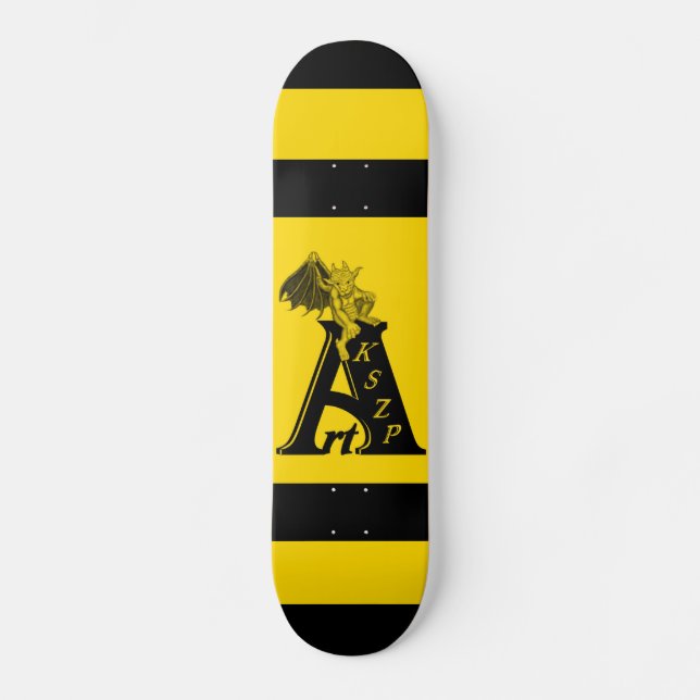 Skateboard ArtKSZP Logo mit Kleine Golem schwarz design gelb (Recto)