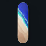 Skateboard Artsy Blue moderne Turquoise Sandy Beach Aquarelle<br><div class="desc">Cette aquarelle moderne et artistique est parfaite pour la saison estivale. Il représente une plage tropicale turquoise peinte à la main, vert, bleu cobalt et marron sablonneux. C'est cool, unique, artistique et tendance. ***REMARQUE IMPORTANTE DE CONCEPTION : Pour toute demande de conception personnalisée, comme les demandes de produit assorties, les...</div>