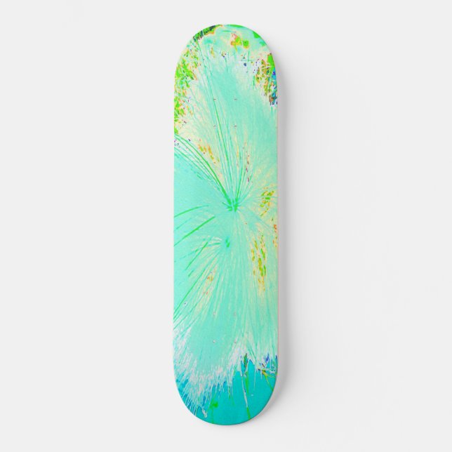 Skateboard Asclépiade aqua et vert citron psychédélique (Recto)
