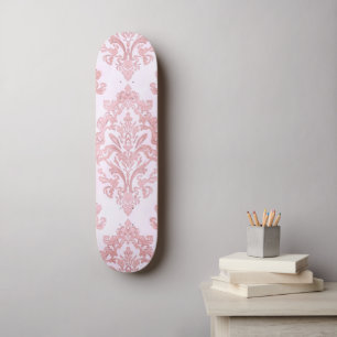 Skateboard Assez en rose motif à l'aquarelle de style victori
