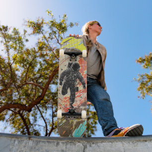 Skateboard Astro Astronaute - Art Spatial Néon Urbain