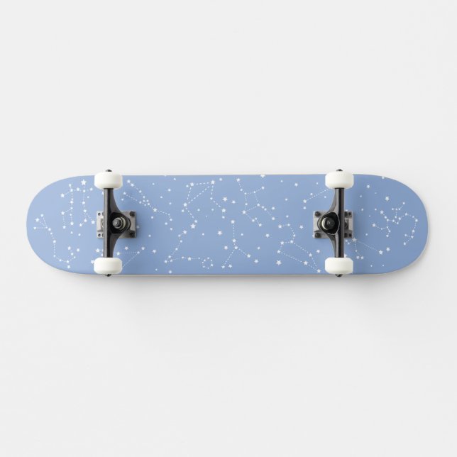 Skateboard Astrologie Pastel Bleu Étoiles Constellation (Horz)