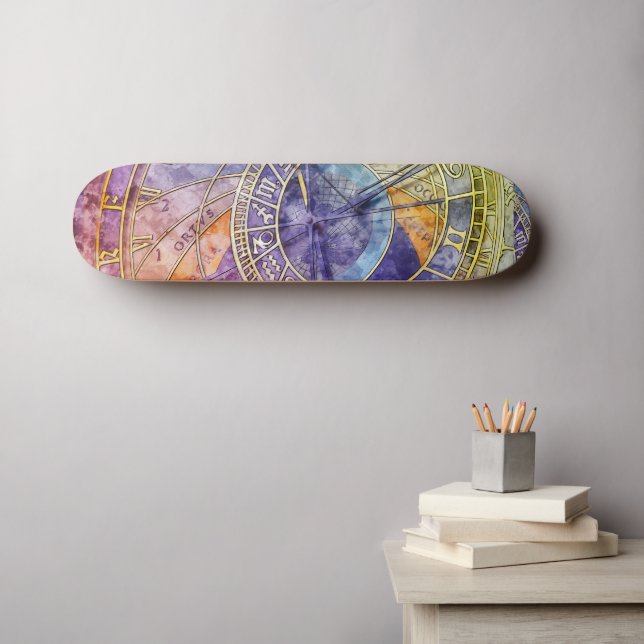 Skateboard Astrologie temps colorée Abstraite (Art mural (Horz))