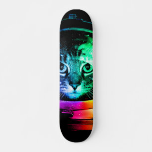 Skateboard astronaute de chat coloré