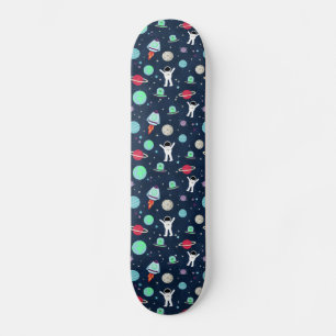 Skateboard Astronautes Planètes Fusées et Aliens