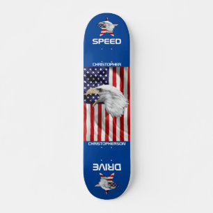 Skateboard Attaquer l'aigle, le drapeau américain, patriotiqu
