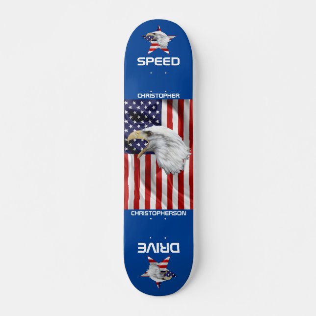 Skateboard Attaquer l'aigle, le drapeau américain, patriotiqu (Devant)